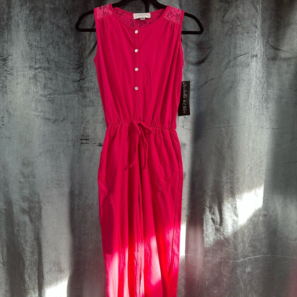 NWT Isobella & Chloe hot pink Girls Jumpsuit.  Size 16.  Color: Fushcia.